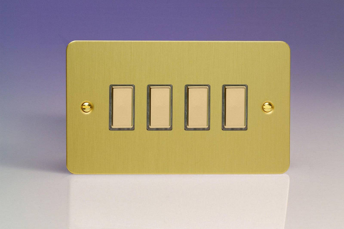 Varilight Ultraflat Brushed Brass Quadruple Secondary Touch Dimmer