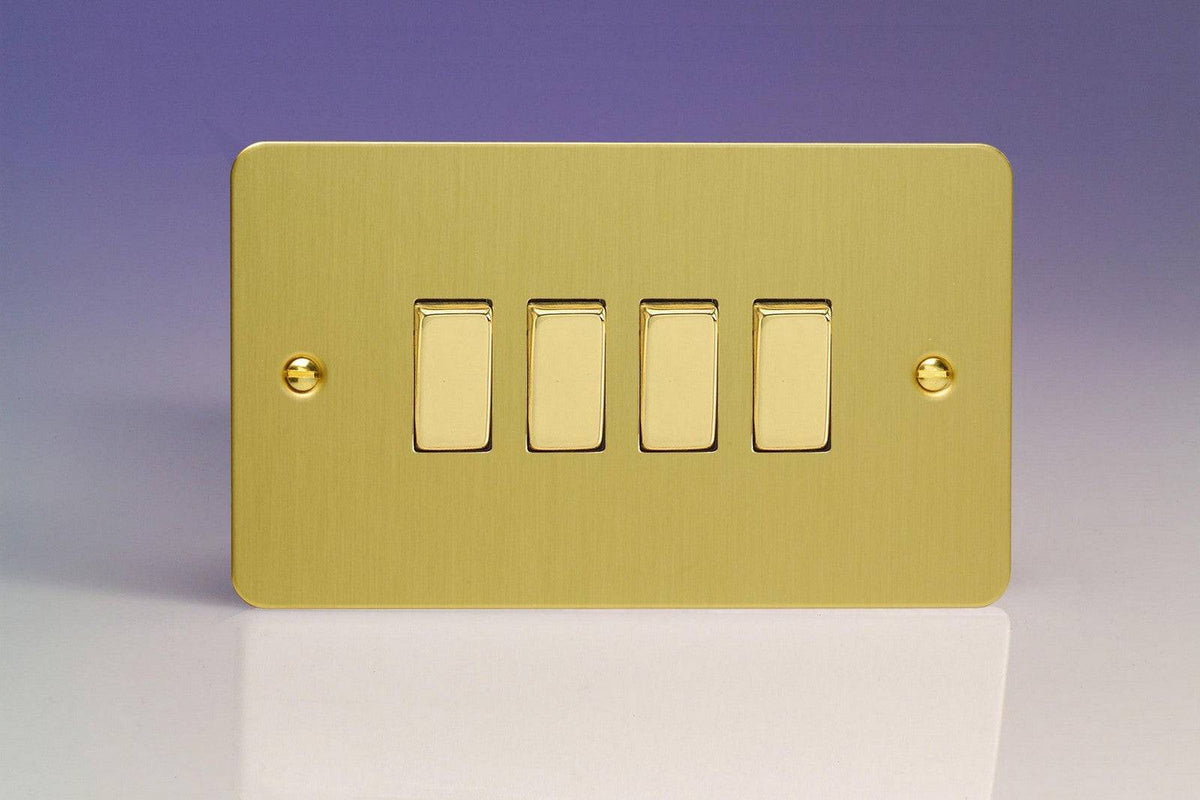 Varilight Ultraflat Brushed Brass 4G Light Switch XFB9D The Switch Depot