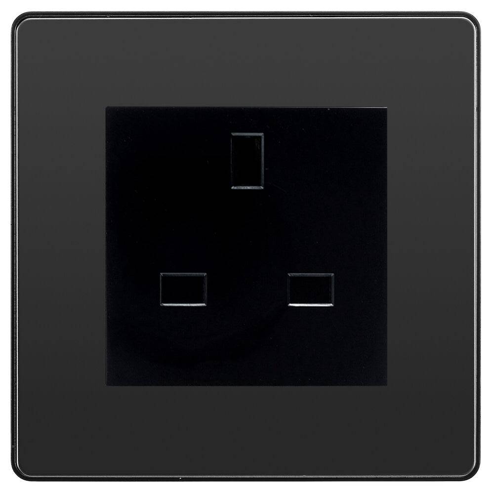 Evolve Polycarbonate Black Chrome 13A Unswitched Socket PCDBC13AUSSB - The Switch Depot