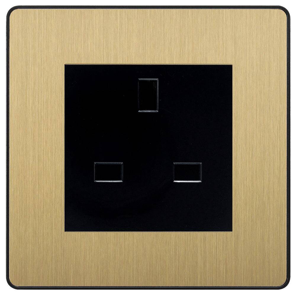 Evolve Polycarbonate Satin Brass 13A Unswitched Socket PCDSB13AUSSB - The Switch Depot