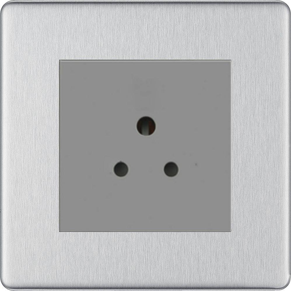 BG Screwless Brushed Steel 2A Unswitched Socket FBS28MG - The Switch Depot