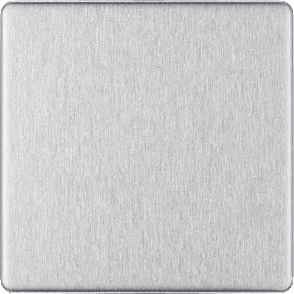 BG Screwless Brushed Steel Single Blank Plate FBS94 - The Switch Depot