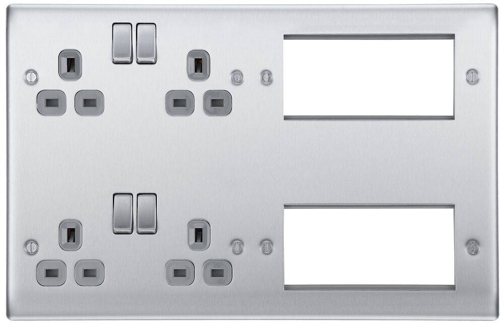 Nexus Metal Brushed Steel Electrical Media Plate NBS222EM8G - The Switch Depot