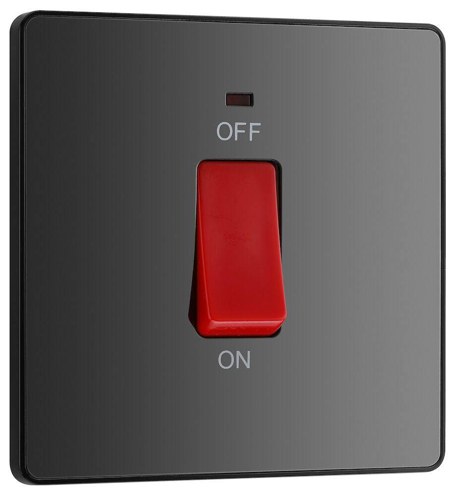 Evolve Polycarbonate Black Chrome 45A Cooker Switch with Neon PCDBC74B - The Switch Depot