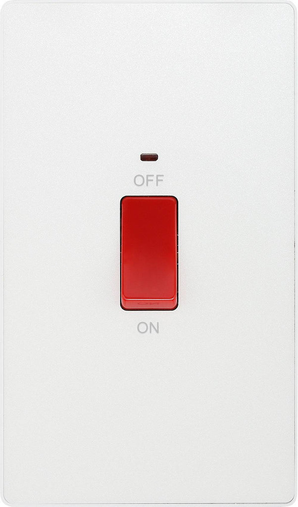 Evolve Polycarbonate Pearlescent White 45A Cooker Switch with Neon PCDCL72W - The Switch Depot