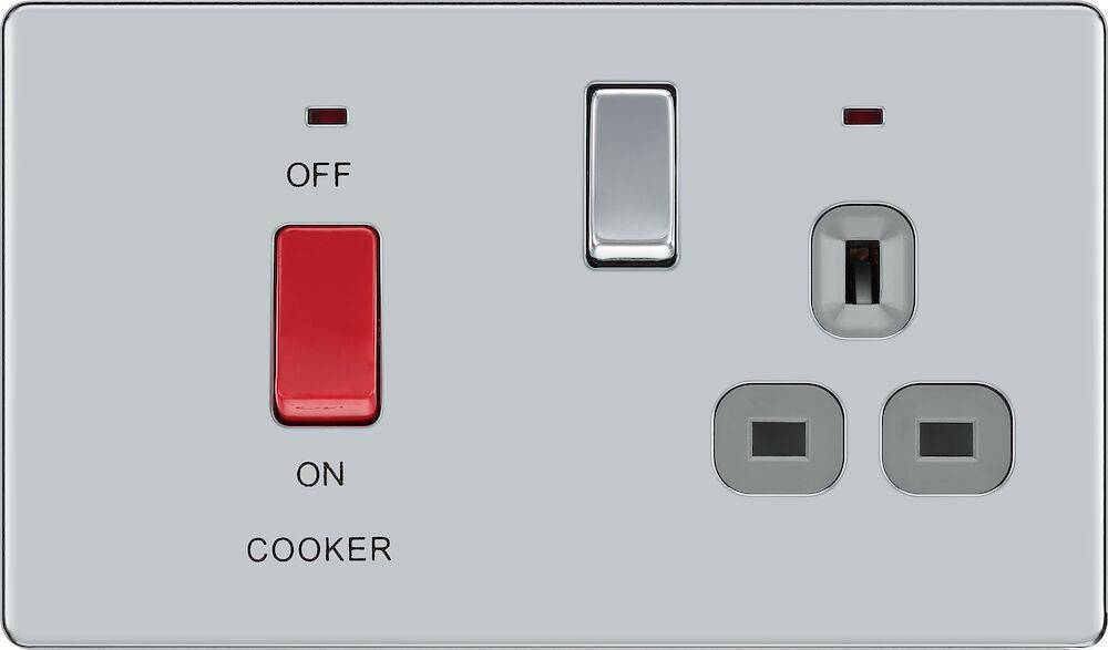 BG Screwless Polished Chrome Cooker Switch with 13A Socket FPC70G | The ...