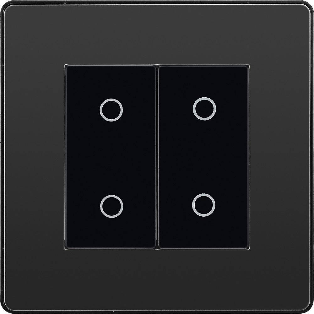 Evolve Polycarbonate Black Chrome Double Master Touch Dimmer Switch PCDBCTDM2B - The Switch Depot