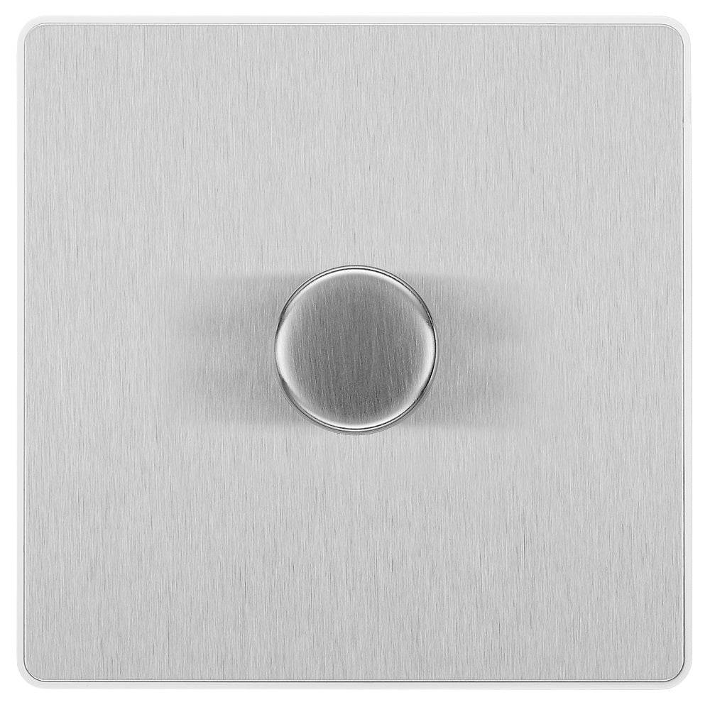 Evolve Polycarbonate Brushed Steel 1G Dimmer Switch PCDBS81W - The Switch Depot