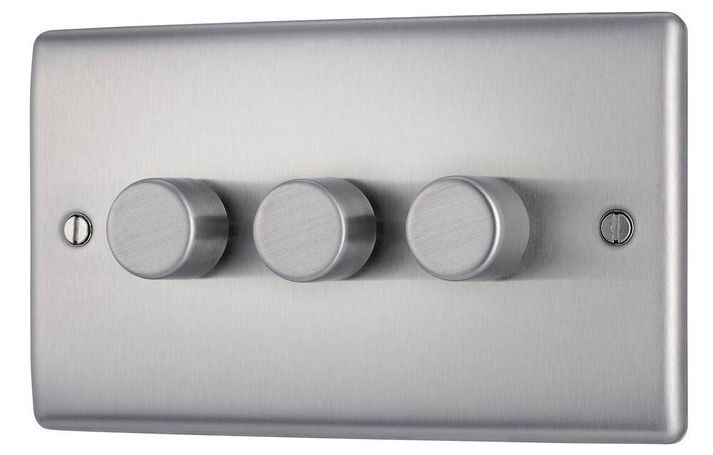 Nexus Metal Brushed Steel 3G Dimmer Switch NBS83 - The Switch Depot