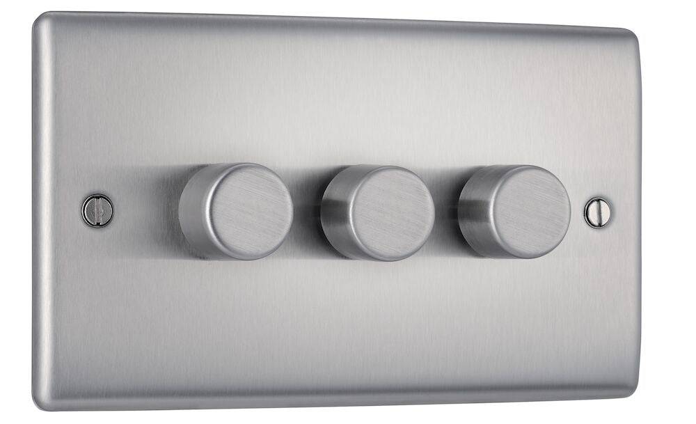 Nexus Metal Brushed Steel 3G Dimmer Switch NBS83 - The Switch Depot