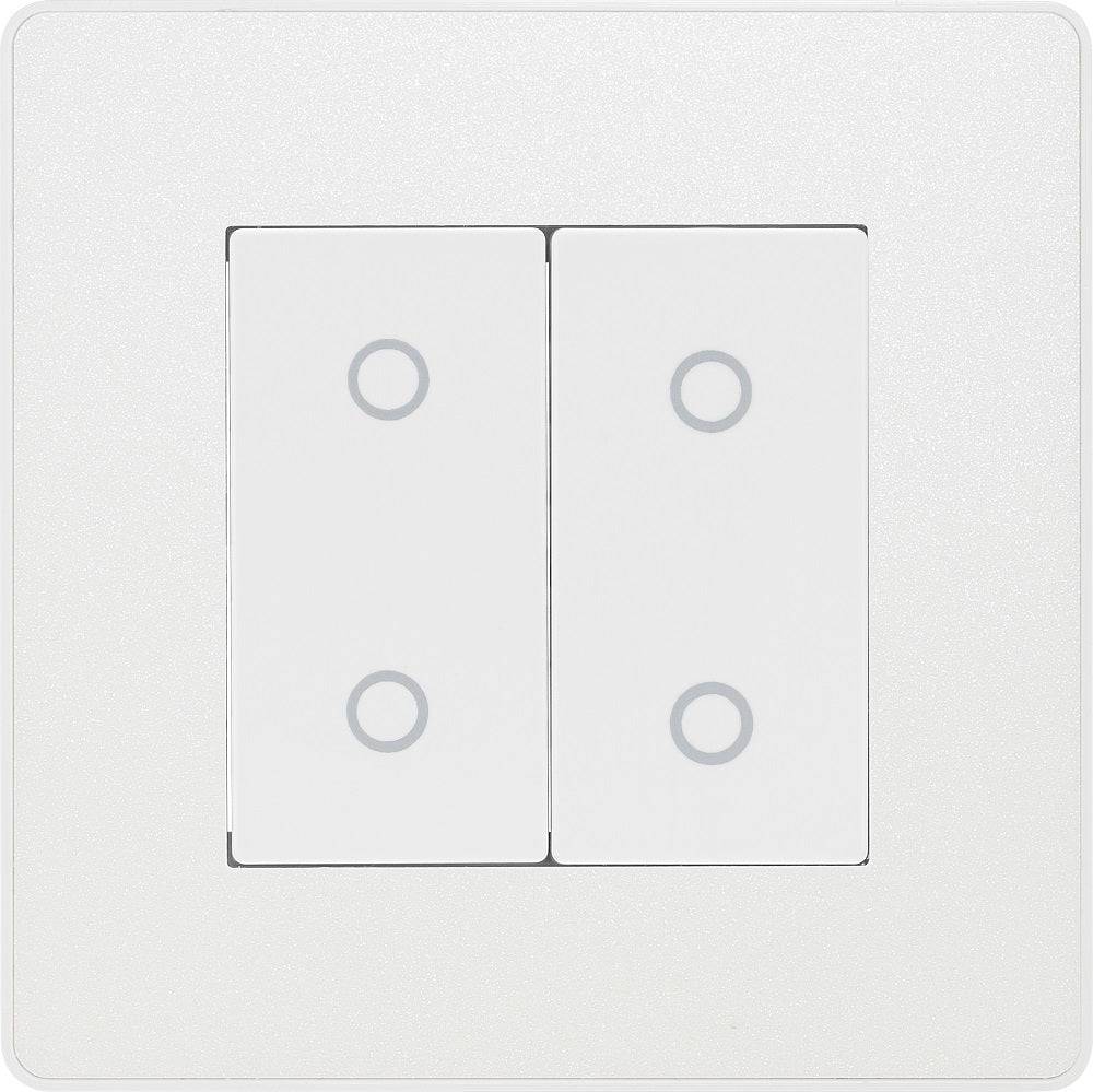 Evolve Polycarbonate Pearlescent White Double Secondary Touch Dimmer Switch PCDCLTDS2W - The Switch Depot