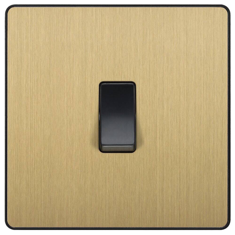 Evolve Polycarbonate Satin Brass Intermediate Light Switch PCDSB13B - The Switch Depot