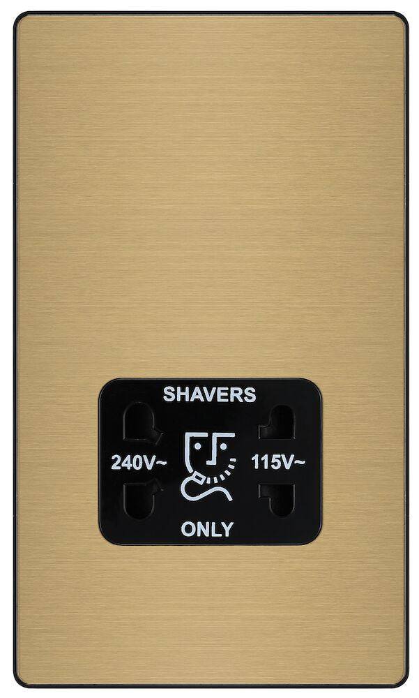 Evolve Polycarbonate Satin Brass Shaver Socket PCDSB20B - The Switch Depot