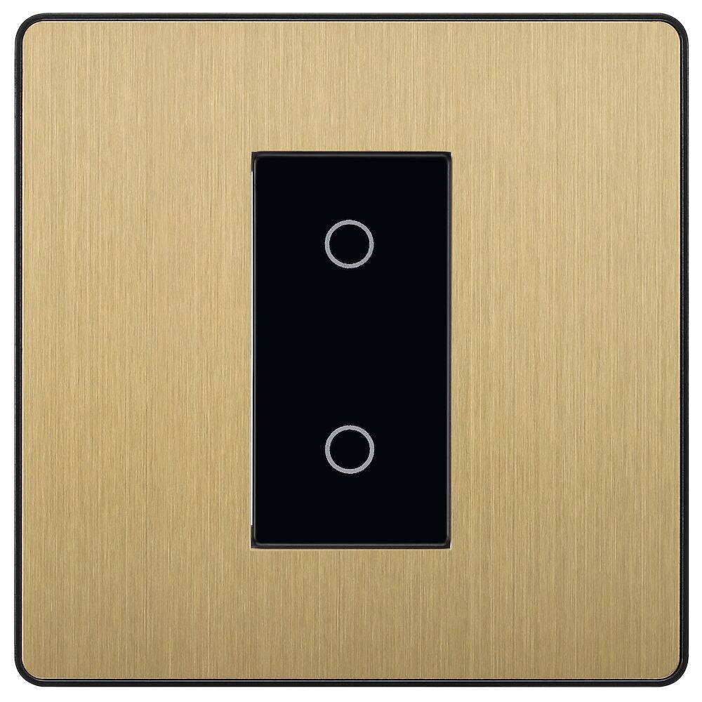 Evolve Polycarbonate Satin Brass Single Secondary Touch Dimmer Switch PCDSBTDS1B - The Switch Depot