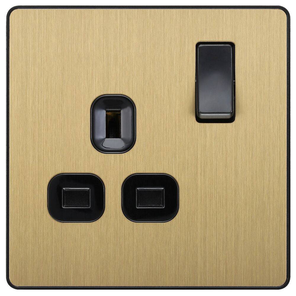 Evolve Polycarbonate Satin Brass Single Socket PCDSB21B - The Switch Depot