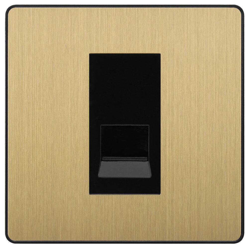 Evolve Polycarbonate Satin Brass Slave Telephone Socket PCDSBBTS1B - The Switch Depot