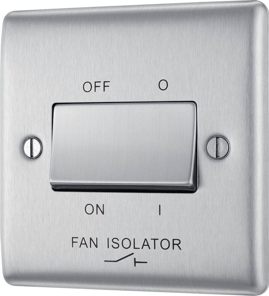 Nexus Metal Brushed Steel Fan Isolator Switch NBS15 - The Switch Depot