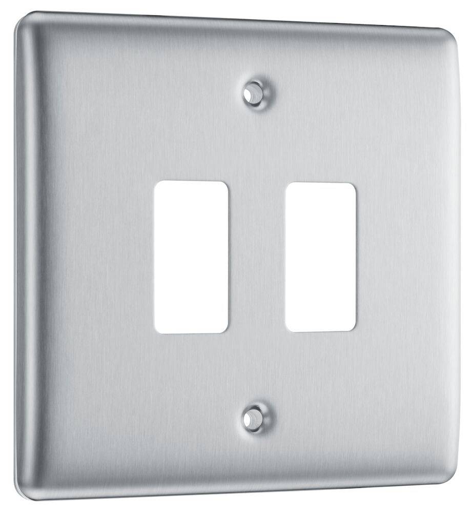 Nexus Metal Brushed Steel 2G Grid Plate RNBS2 - The Switch Depot