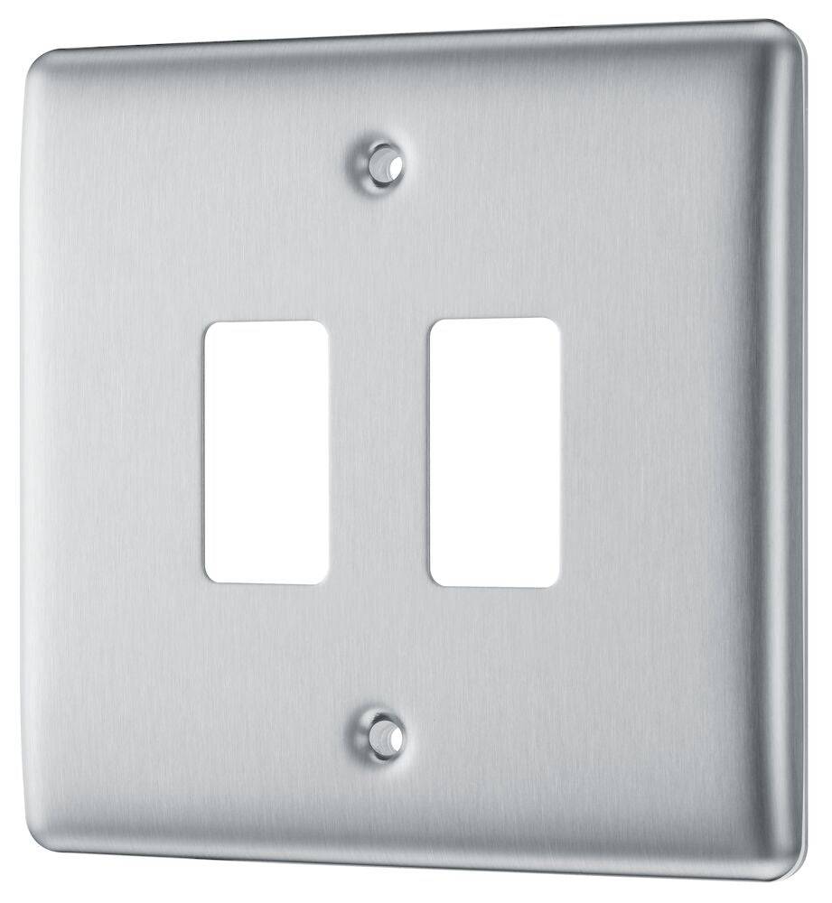 Nexus Metal Brushed Steel 2G Grid Plate RNBS2 - The Switch Depot