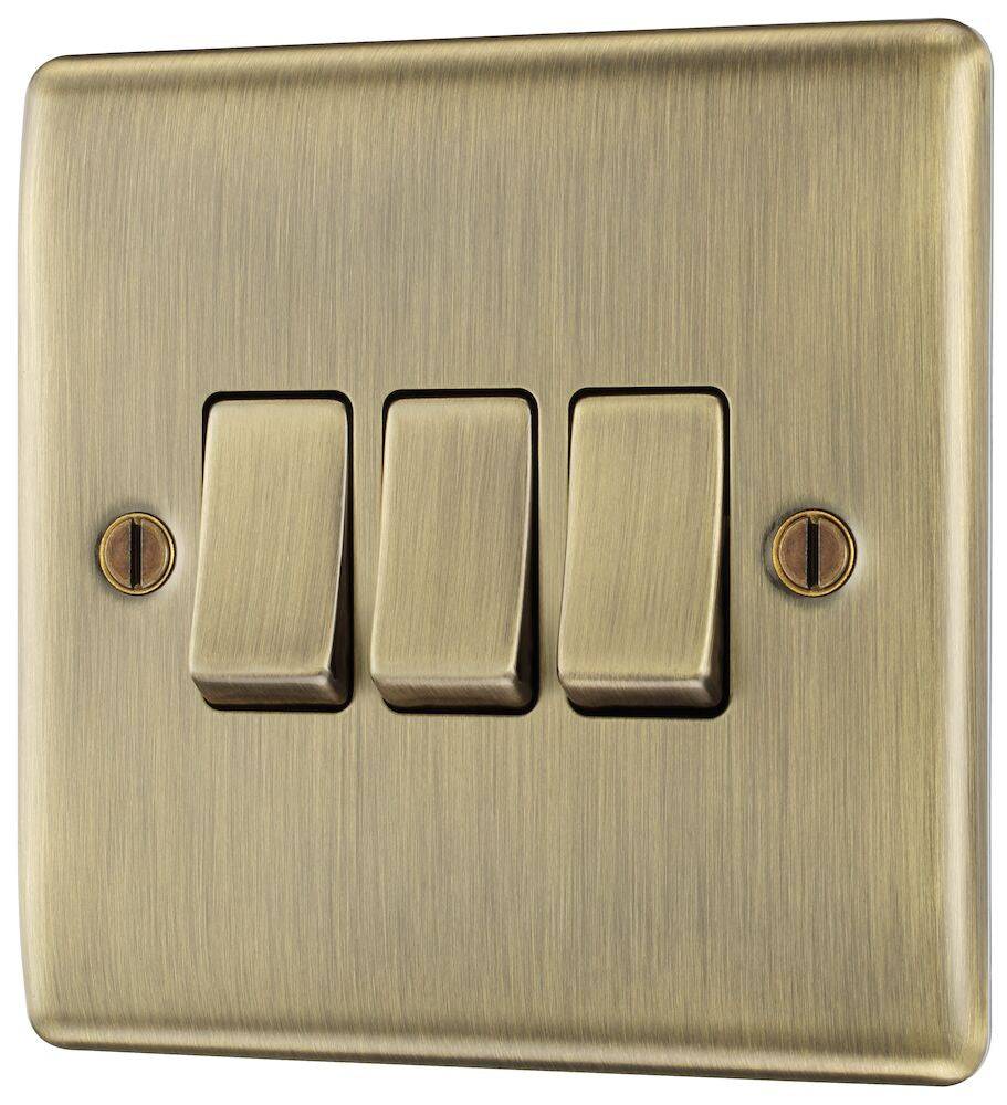 Nexus Metal Antique Brass 3G Light Switch NAB43 - The Switch Depot