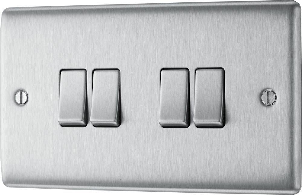 Nexus Metal Brushed Steel 4G Light Switch NBS44 - The Switch Depot