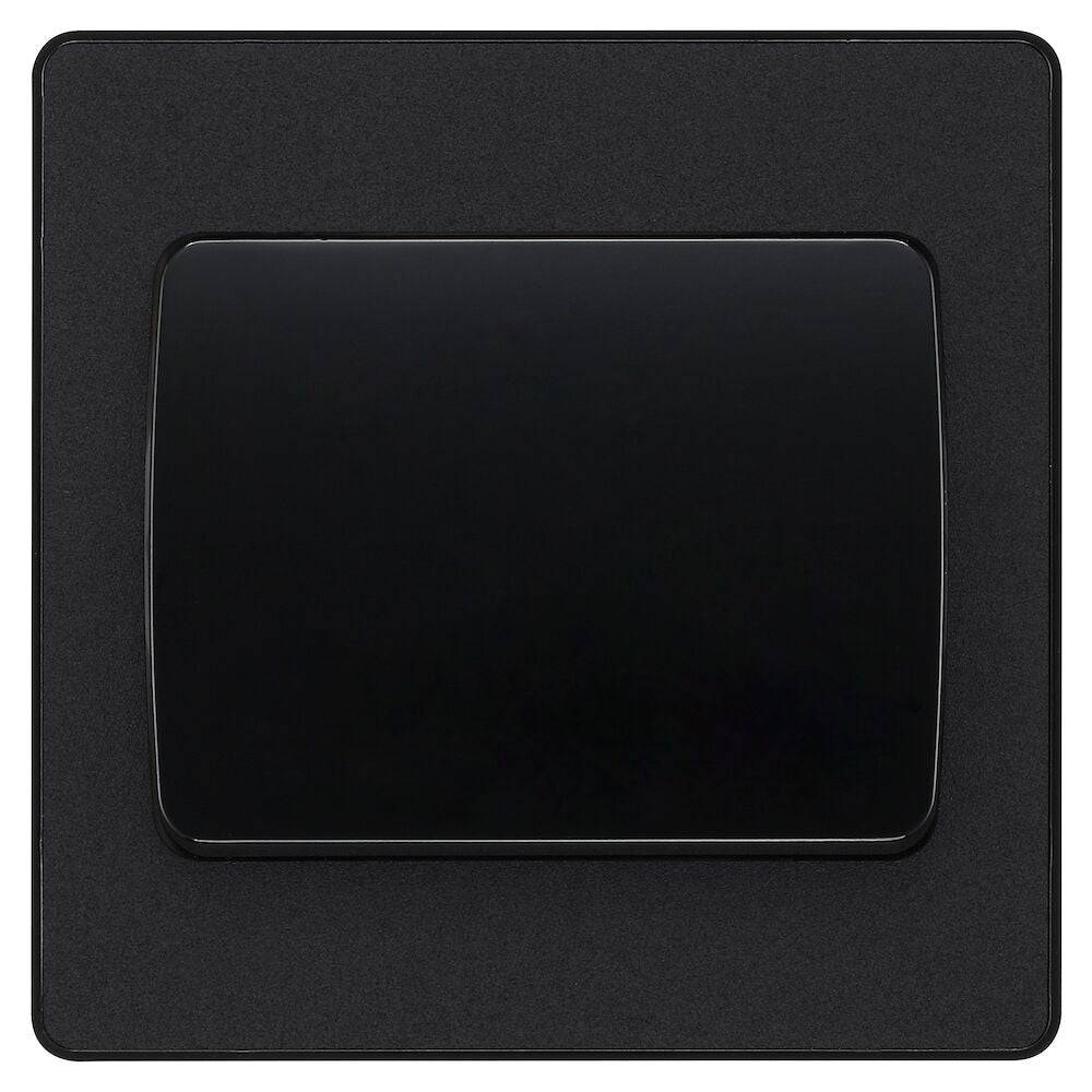 Evolve Polycarbonate Matt Black 1G Wide Rocker Light Switch PCDMB12WB - The Switch Depot