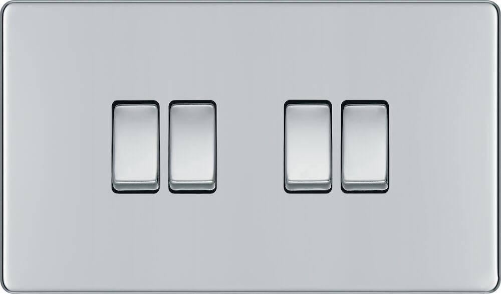 BG Screwless Polished Chrome 4G Light Switch FPC44 - The Switch Depot