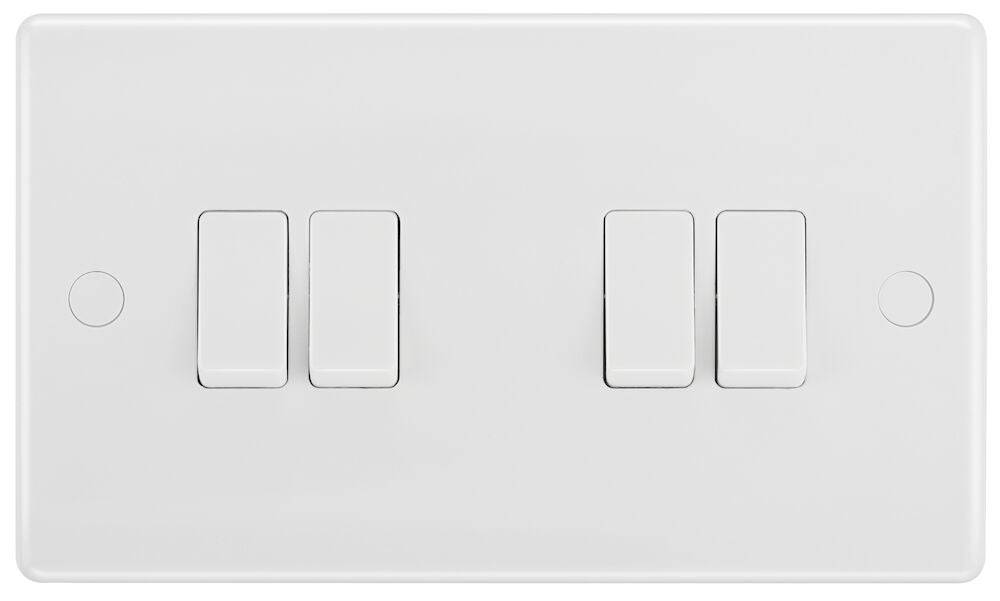 BG Moulded White PVC 4G Light Switch 844 - The Switch Depot