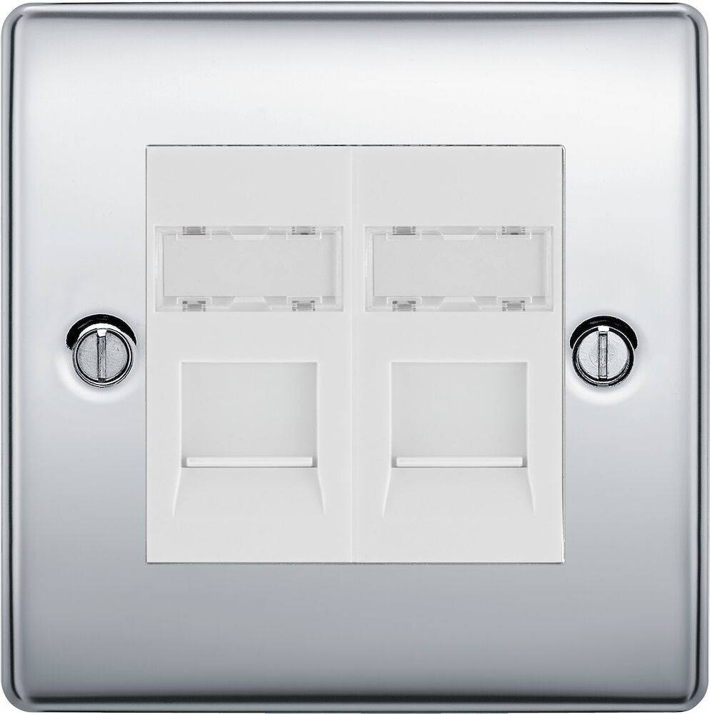 Nexus Metal Polished Chrome Double Cat6 Data Outlet Socket NPCRJ4526W ...