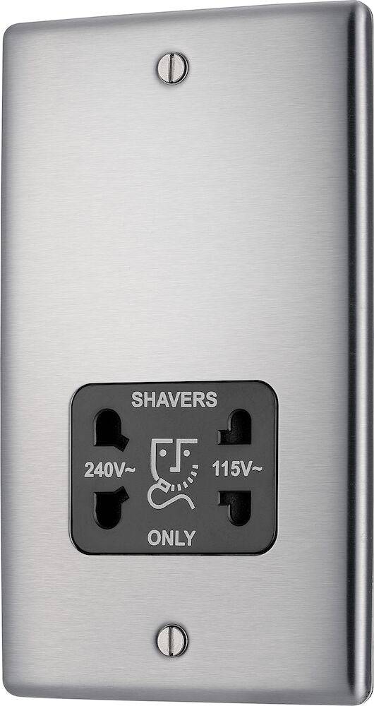 Nexus Metal Brushed Steel Shaver Socket NBS20B - The Switch Depot