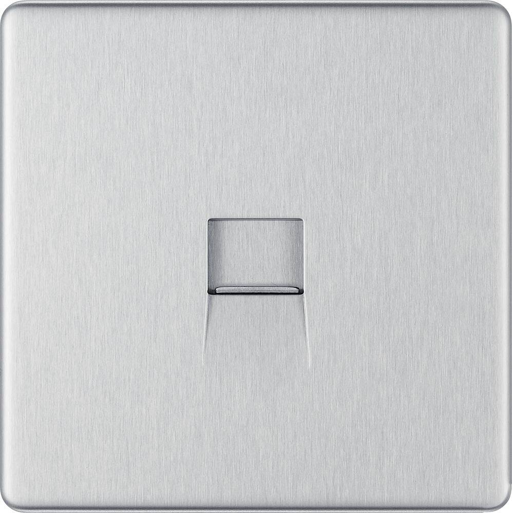 BG Screwless Brushed Steel Master Telephone Socket FBSBTM1 - The Switch Depot