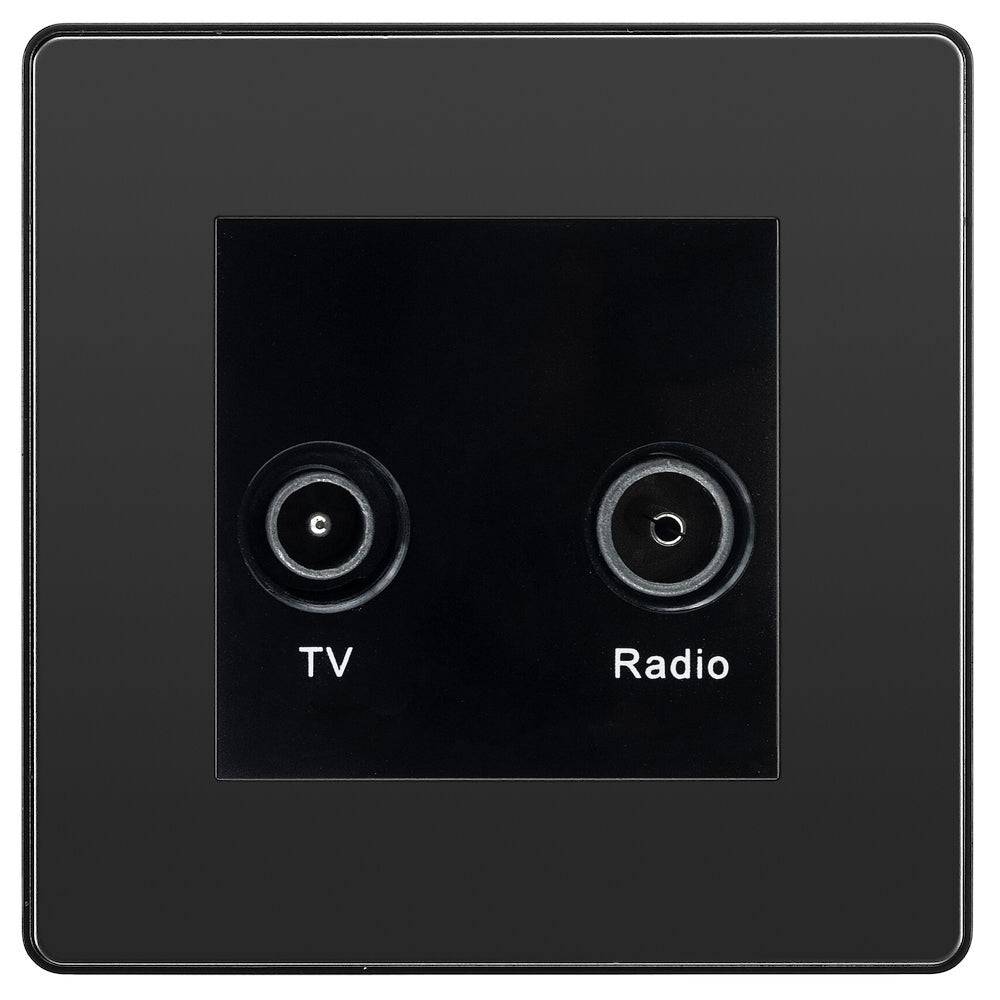 Evolve Polycarbonate Black Chrome Diplex TV Socket PCDBCTVFMB - The Switch Depot