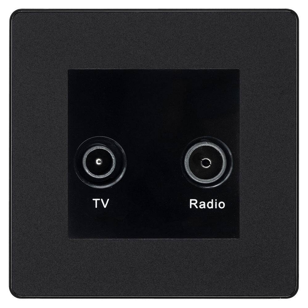 Evolve Polycarbonate Matt Black Diplex TV Socket PCDMBTVFMB - The Switch Depot