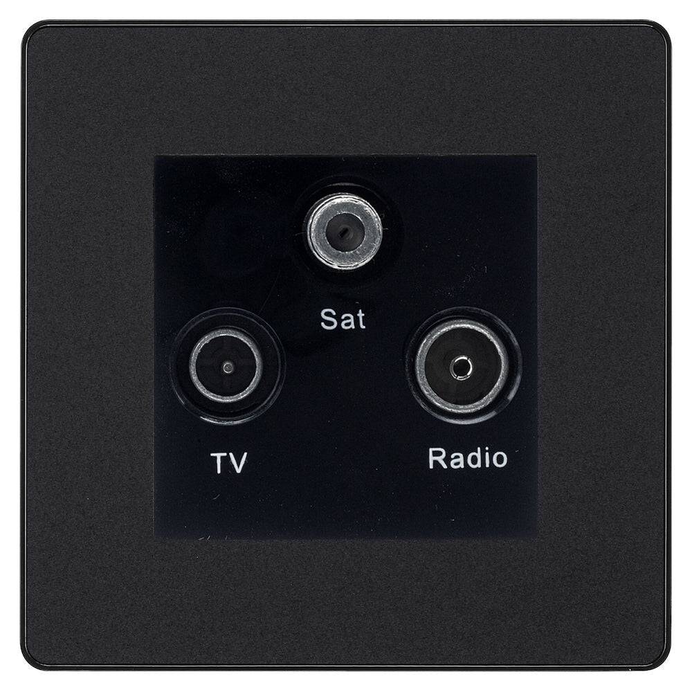 Evolve Polycarbonate Matt Black Triplex TV Socket PCDMBTRIB - The Switch Depot