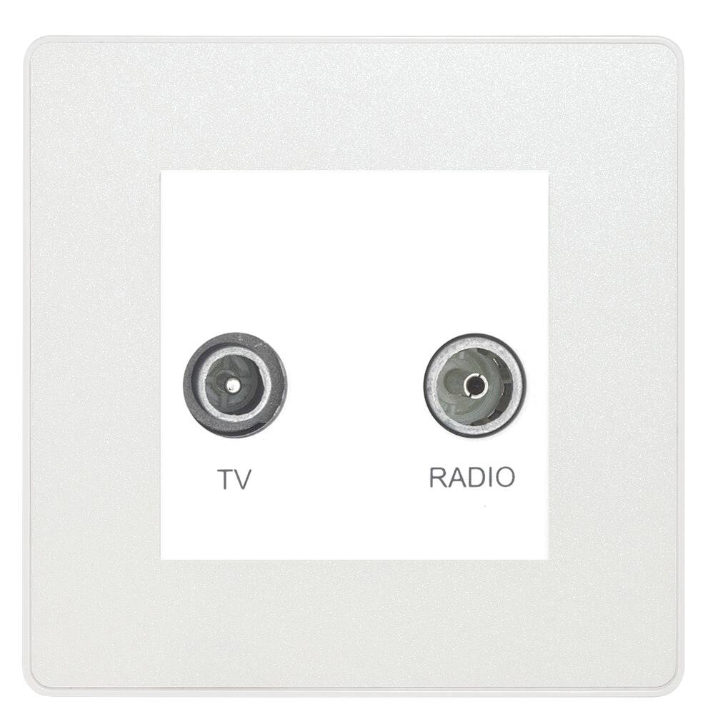 Evolve Polycarbonate Pearlescent White Diplex TV Socket PCDCLTVFMW - The Switch Depot