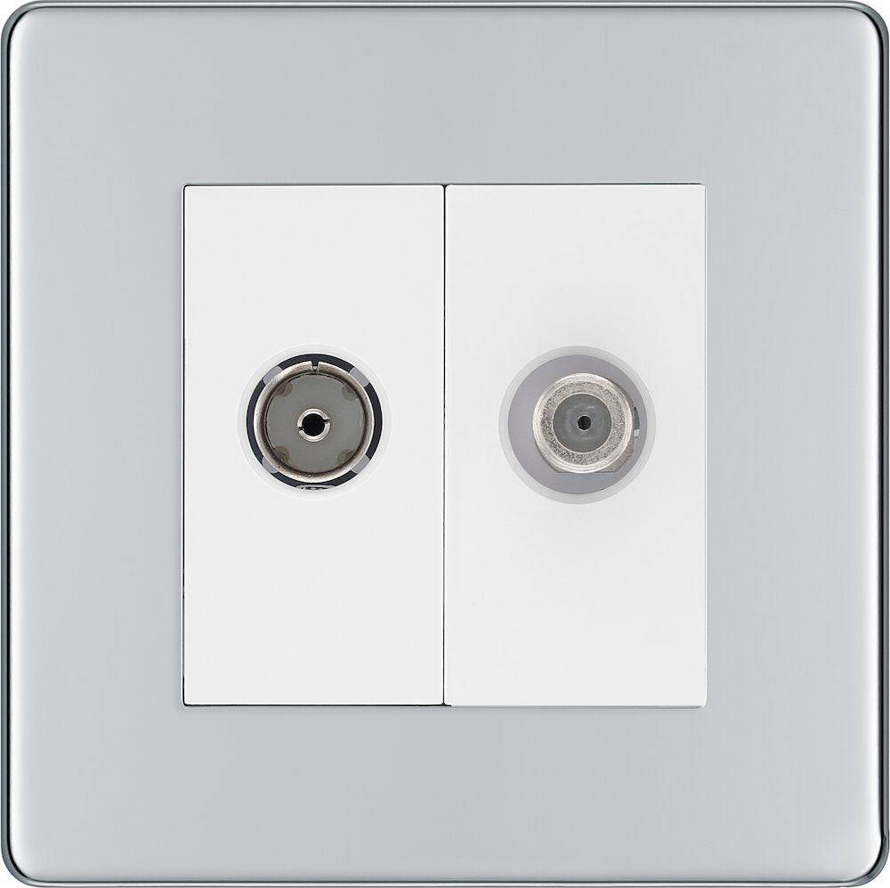 BG Screwless Polished Chrome TV and Satellite Socket FPC65W - The Switch Depot