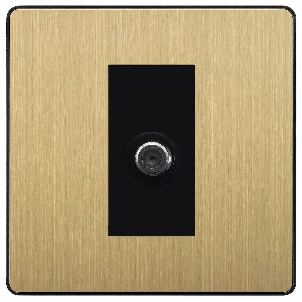 Evolve Polycarbonate Satin Brass Satellite Socket PCDSB61B - The Switch Depot