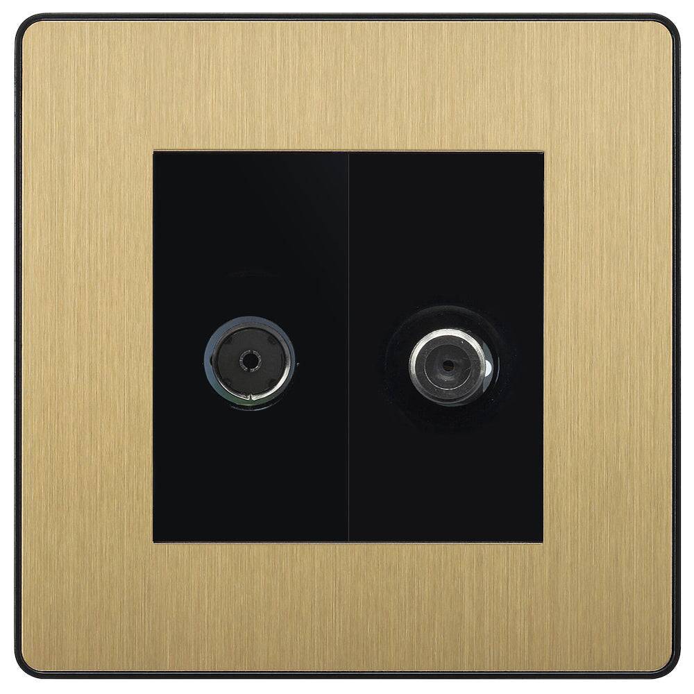 Evolve Polycarbonate Satin Brass TV and Satellite Socket PCDSBTVSATB - The Switch Depot