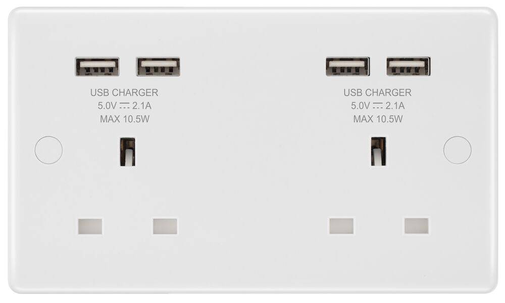 BG Moulded White PVC Double USB Socket 824U44 - The Switch Depot