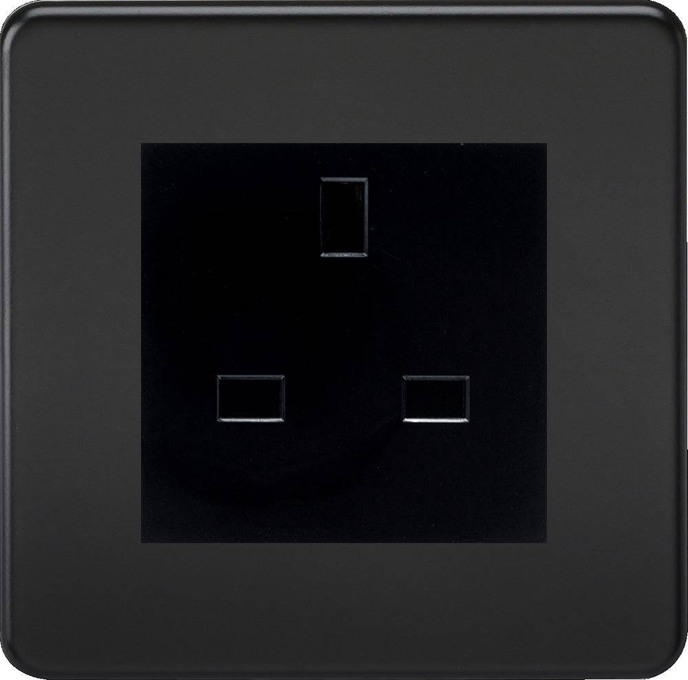 Knightsbridge Screwless Matt Black 13A Unswitched Socket SF13AMMBB - The Switch Depot