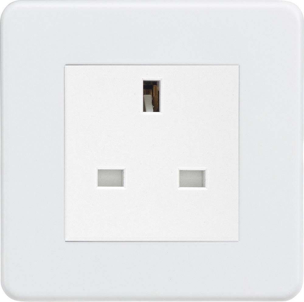 Knightsbridge Screwless Matt White 13A Unswitched Socket SF13AMMW - The Switch Depot