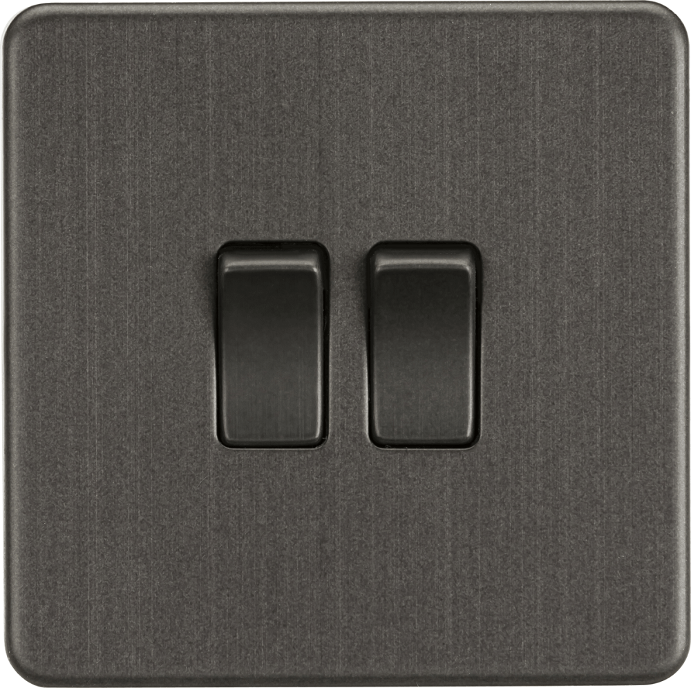 Knightsbridge Screwless Smoked Bronze 2G Intermediate Light Switch SF1202SB - The Switch Depot