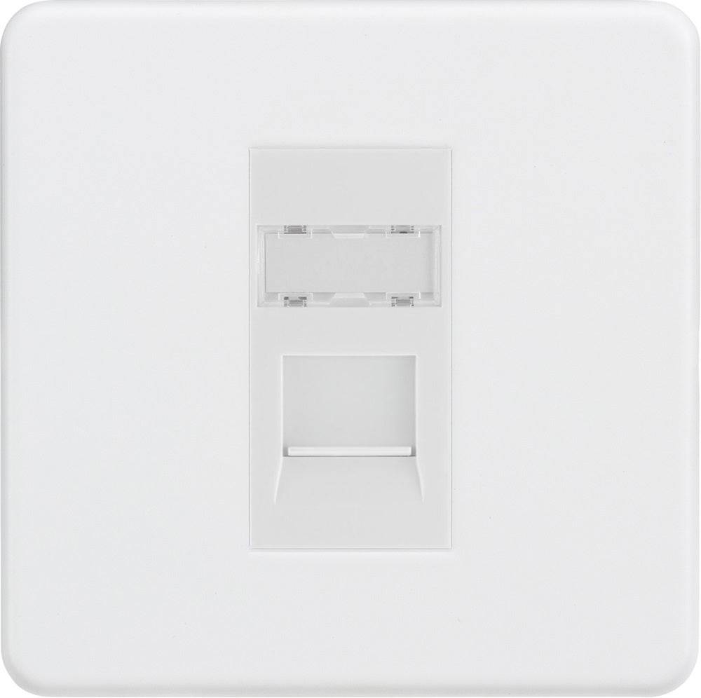 Knightsbridge Screwless Matt White Cat5e Data Socket SFRJ45MMW - The Switch Depot