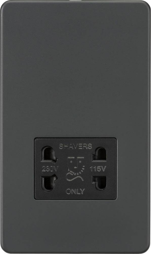 Knightsbridge Screwless Anthracite Shaver Socket SF8900AT - The Switch Depot