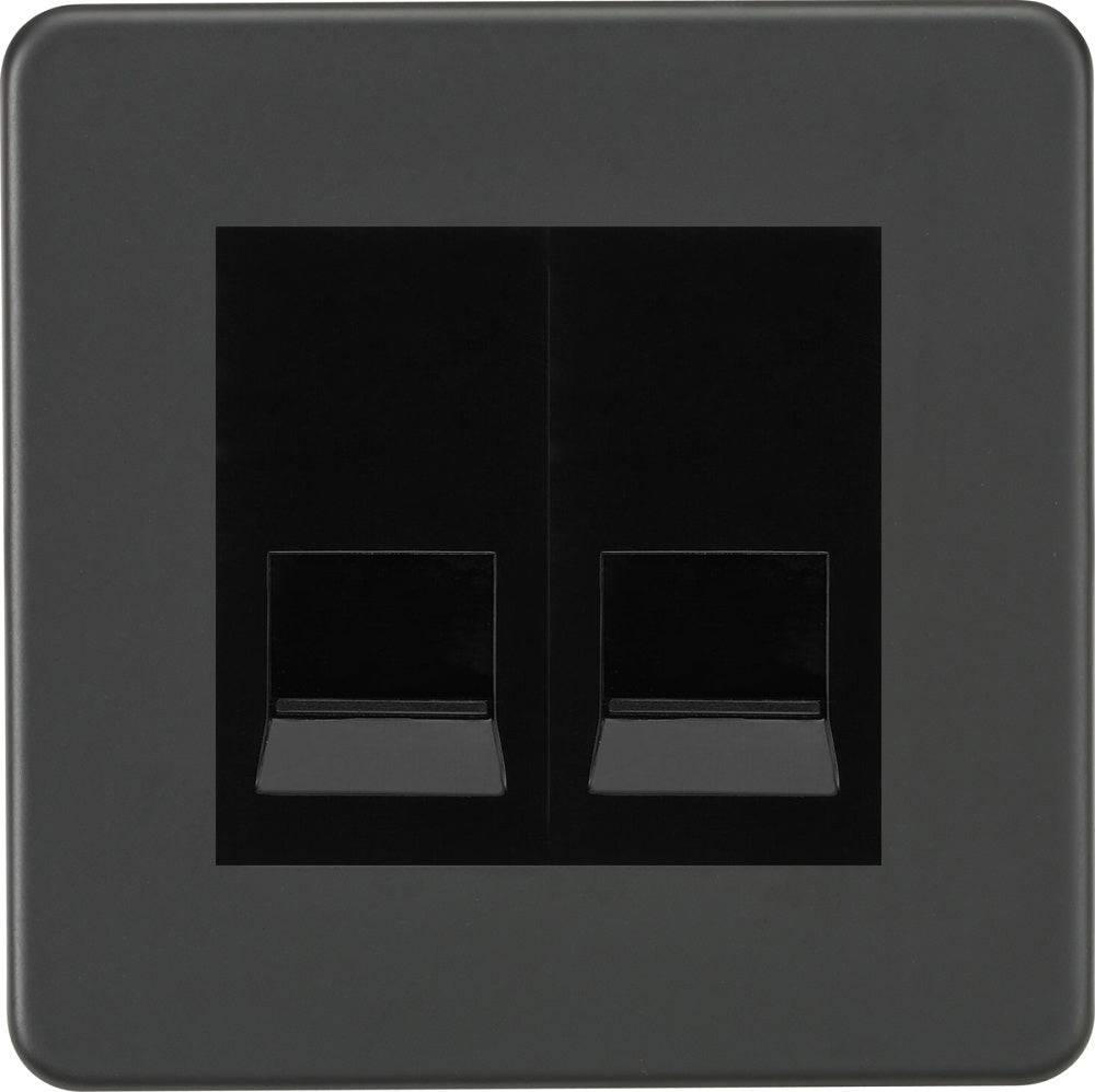 Knightsbridge Screwless Anthracite Double Master Telephone Socket SF7320MAT - The Switch Depot