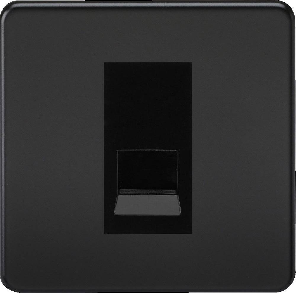 Knightsbridge Screwless Matt Black Master Telephone Socket SF7300MMBB - The Switch Depot