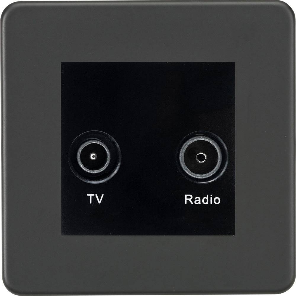 Knightsbridge Screwless Anthracite TV and DAB Socket SF0160MAT - The Switch Depot