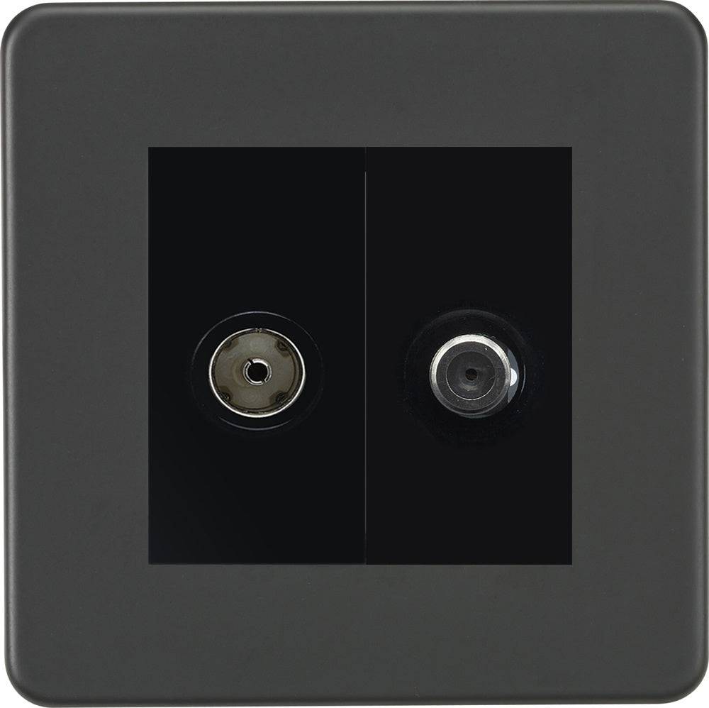 Knightsbridge Screwless Anthracite TV and Satellite Socket SF0140MAT - The Switch Depot