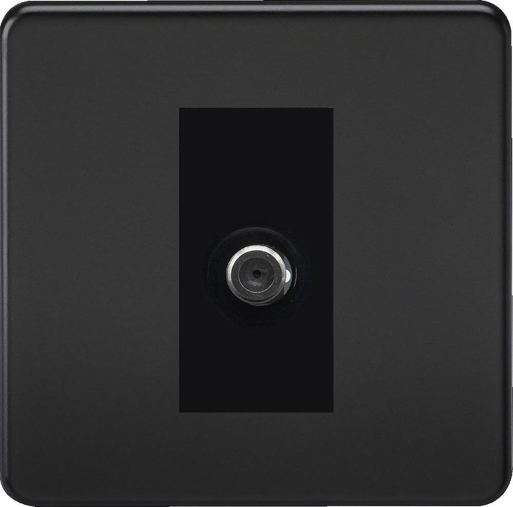 Knightsbridge Screwless Matt Black Satellite Socket SF0150MMBB - The Switch Depot