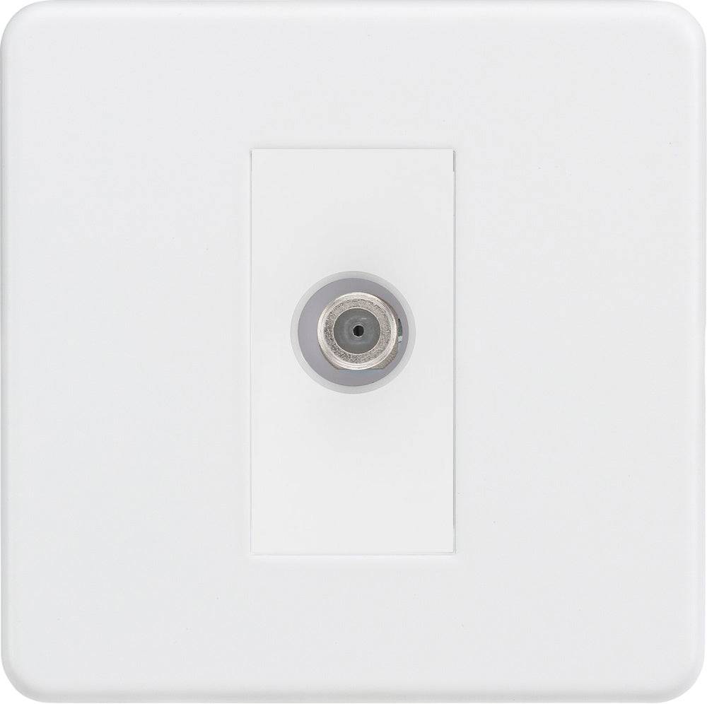 Knightsbridge Screwless Matt White Satellite Socket SF0150MMW - The Switch Depot